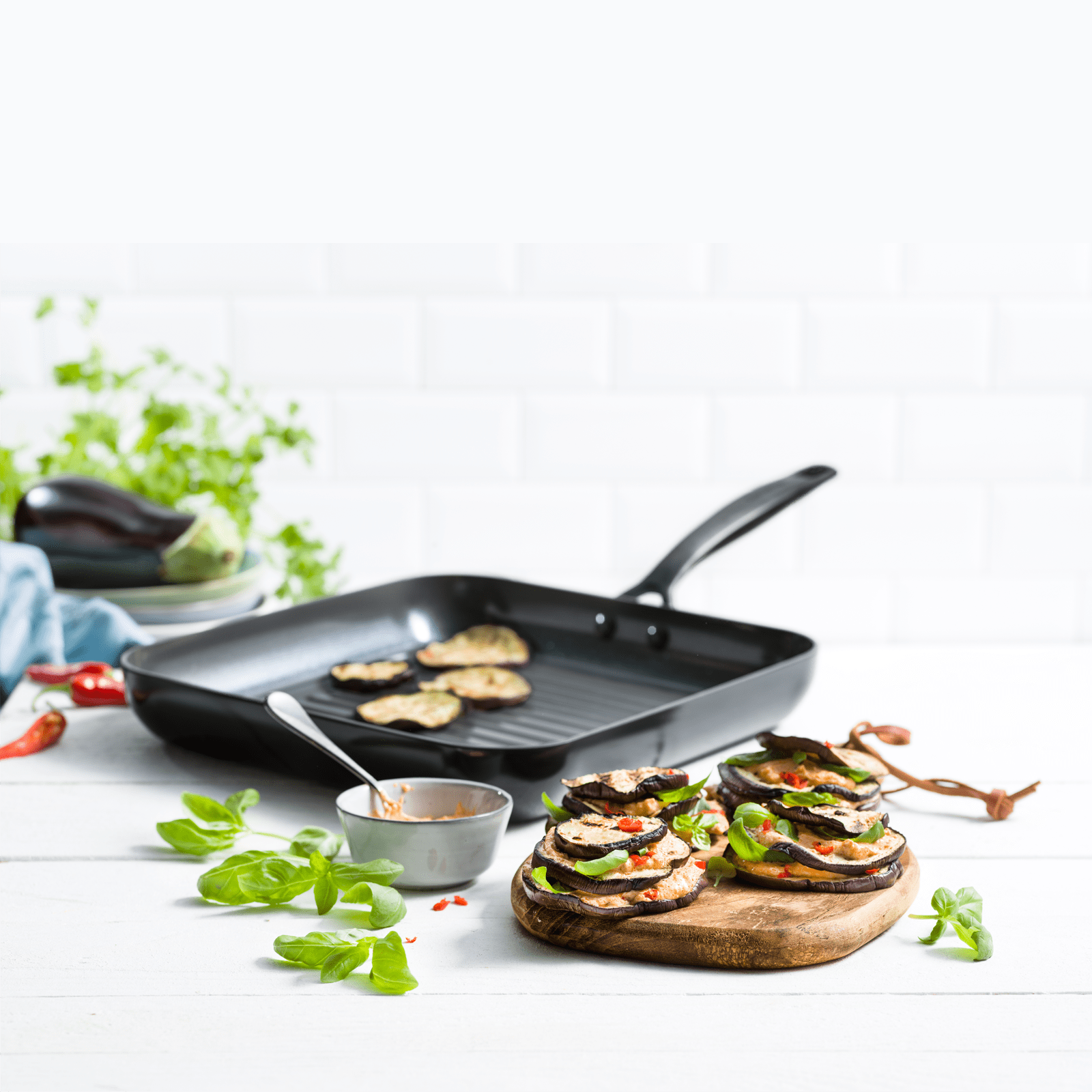 GreenPan Andorra vierkante Grillpan 28cm zwart met aubergine