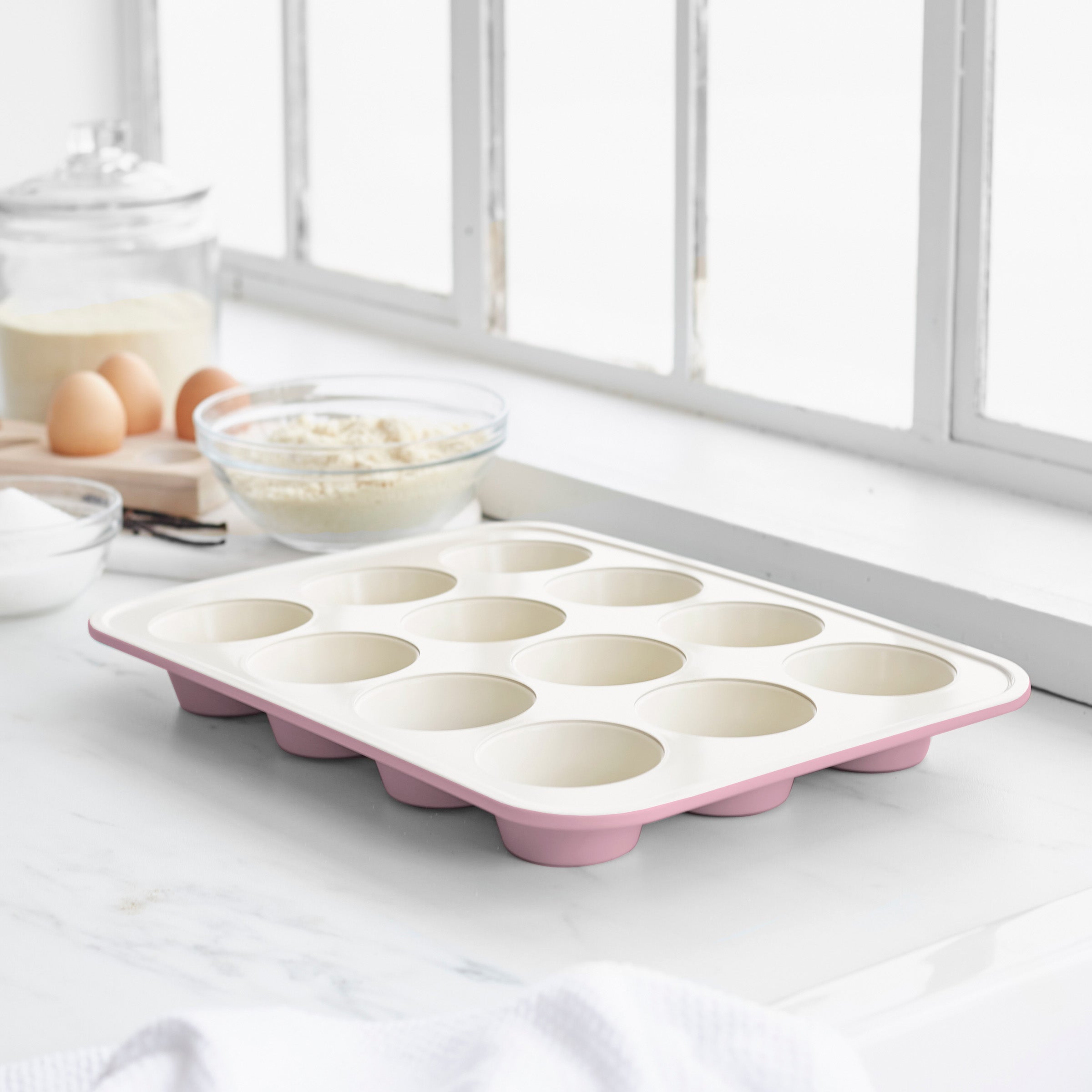 Contour Roos Bakvorm voor 12 Muffins roos